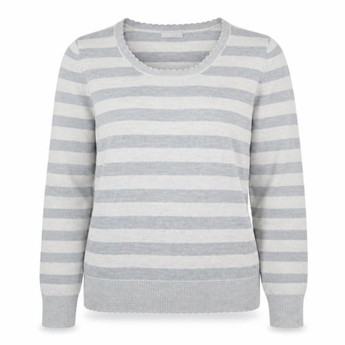 Marks & Spencer Per Una Women’s Grey Striped Acrylic Jumper Size 12