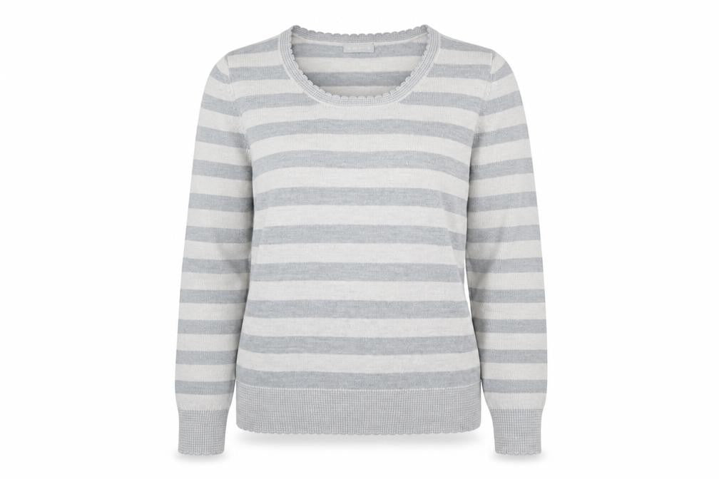 Marks & Spencer Per Una Women’s Grey Striped Acrylic Jumper Size 12