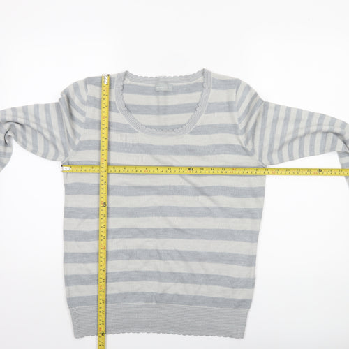 Marks & Spencer Per Una Women’s Grey Striped Acrylic Jumper Size 12