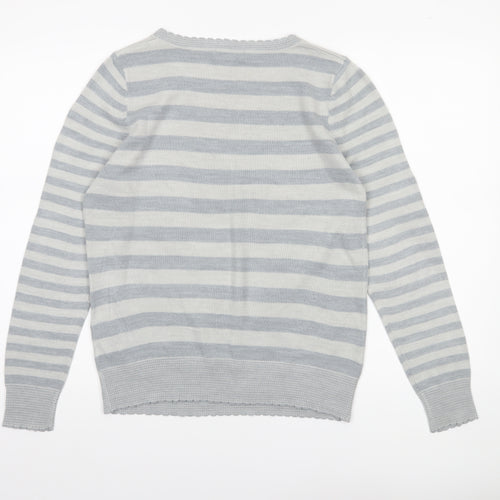 Marks & Spencer Per Una Women’s Grey Striped Acrylic Jumper Size 12