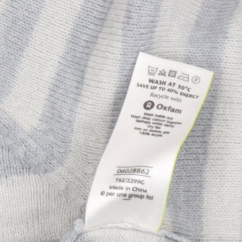 Marks & Spencer Per Una Women’s Grey Striped Acrylic Jumper Size 12