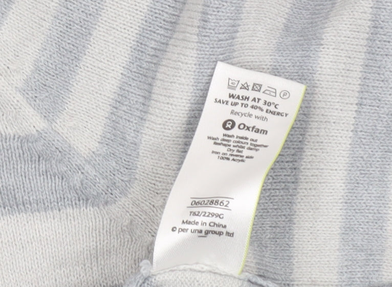 Marks & Spencer Per Una Women’s Grey Striped Acrylic Jumper Size 12