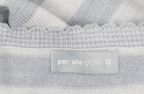 Marks & Spencer Per Una Women’s Grey Striped Acrylic Jumper Size 12