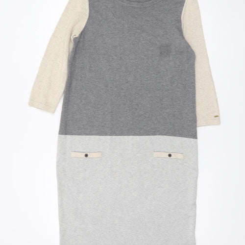 Tommy Hilfiger Women's Grey Knit Colourblock Shift Dress M