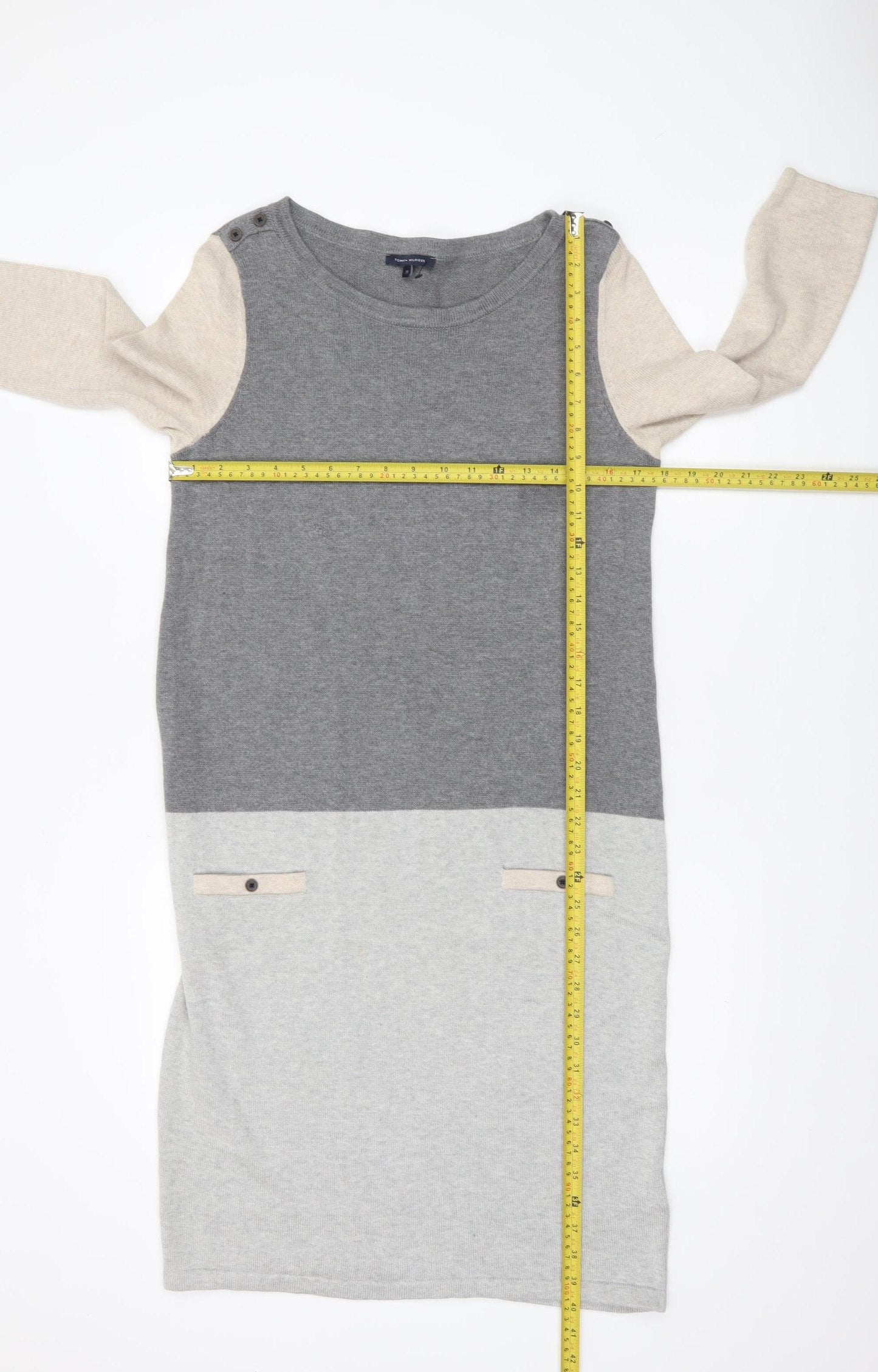 Tommy Hilfiger Women's Grey Knit Colourblock Shift Dress M
