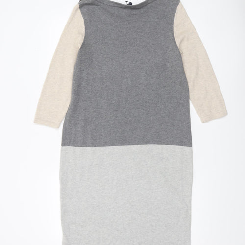 Tommy Hilfiger Women's Grey Knit Colourblock Shift Dress M