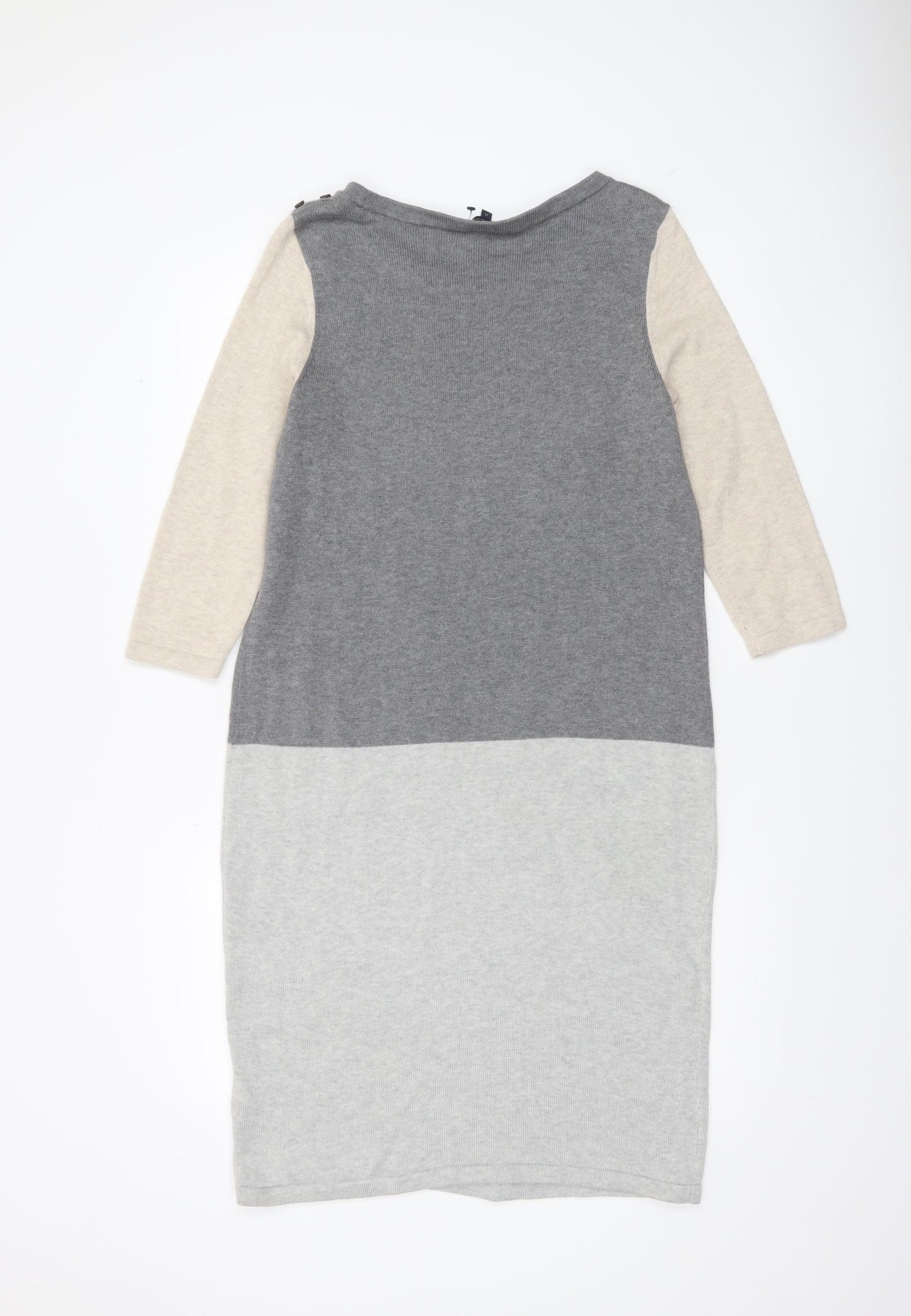 Tommy Hilfiger Women's Grey Knit Colourblock Shift Dress M