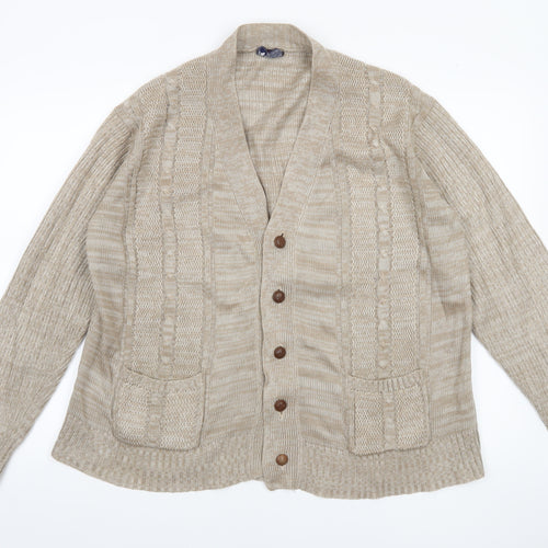 Tootal Women Beige Acrylic Knit Cardigan L Vintage Chunky Style