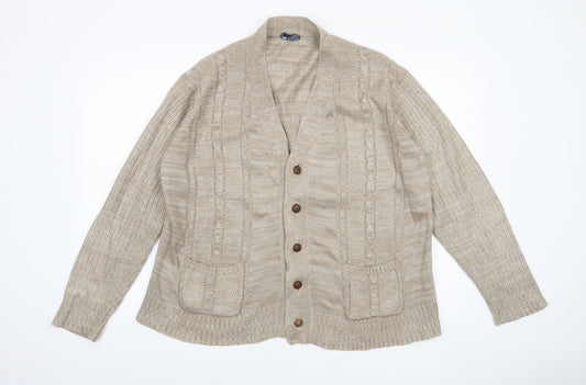 Tootal Women Beige Acrylic Knit Cardigan L Vintage Chunky Style