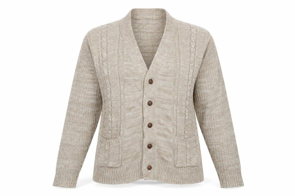 Tootal Women Beige Acrylic Knit Cardigan L Vintage Chunky Style