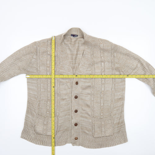 Tootal Women Beige Acrylic Knit Cardigan L Vintage Chunky Style