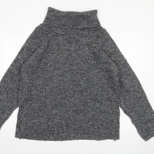 Light Before Dark Women's Grey Roll Neck Chunky Knit Jumper Size M
