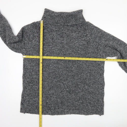 Light Before Dark Women's Grey Roll Neck Chunky Knit Jumper Size M
