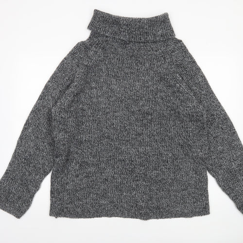 Light Before Dark Women's Grey Roll Neck Chunky Knit Jumper Size M