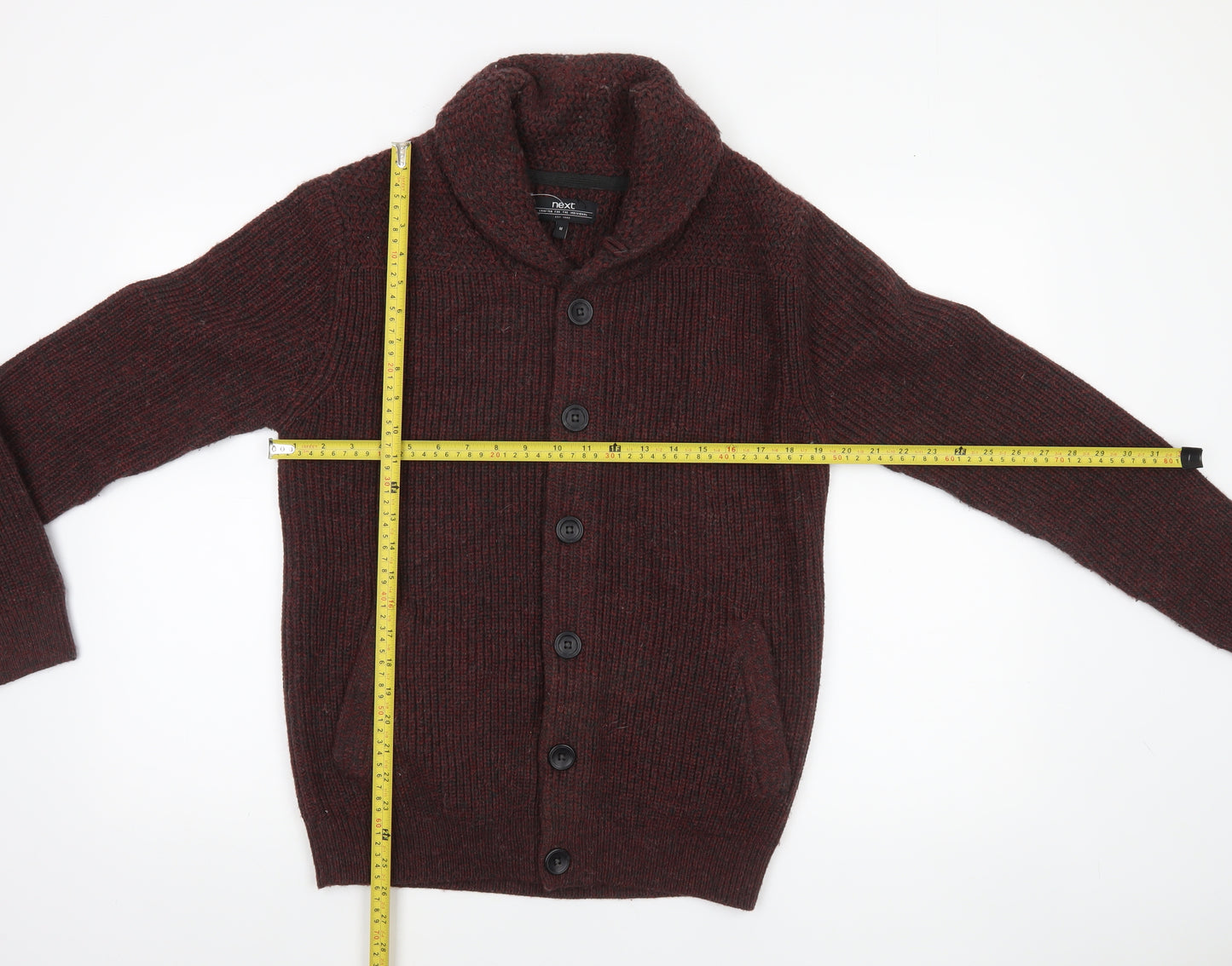 Next Men’s Brown Chunky Knit Cardigan Medium Acrylic Wool Shawl Neck