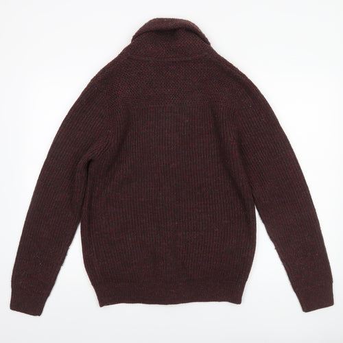 Next Men’s Brown Chunky Knit Cardigan Medium Acrylic Wool Shawl Neck