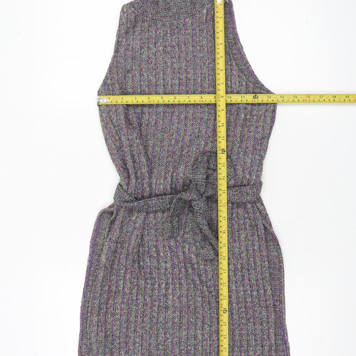 Zara Women’s Multicoloured Knit Sleeveless Roll Neck Belted Blouse Size S