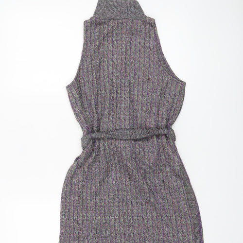 Zara Women’s Multicoloured Knit Sleeveless Roll Neck Belted Blouse Size S