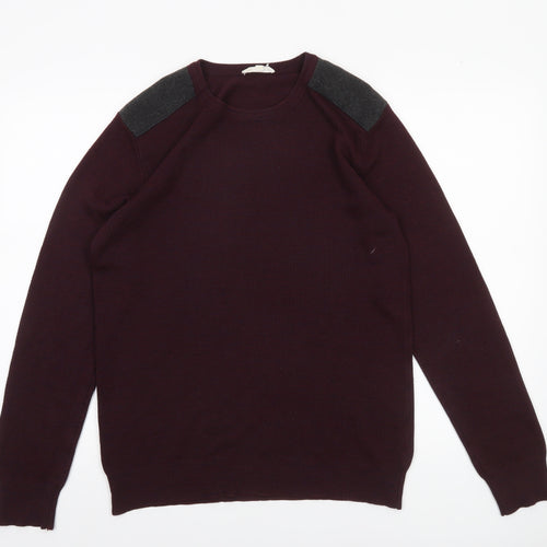 Koton Men’s Purple Wool Blend Pullover Jumper M Long Sleeve Classic Knit