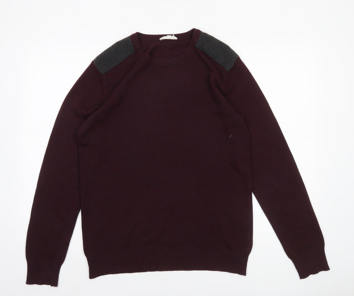Koton Men’s Purple Wool Blend Pullover Jumper M Long Sleeve Classic Knit