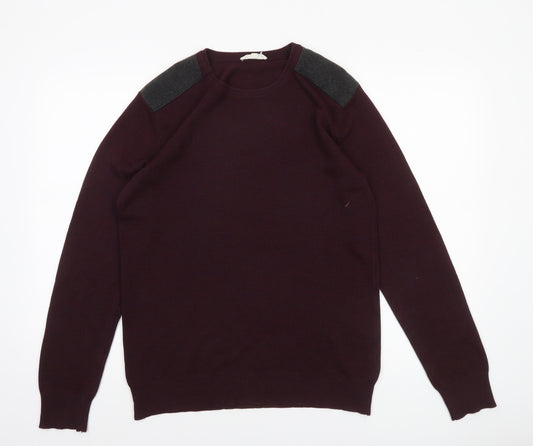 Koton Men’s Purple Wool Blend Pullover Jumper M Long Sleeve Classic Knit