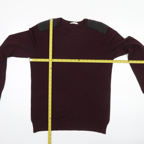 Koton Men’s Purple Wool Blend Pullover Jumper M Long Sleeve Classic Knit