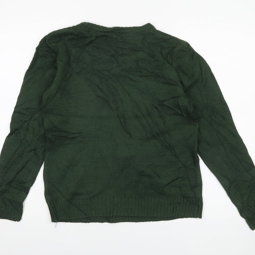 Rebel Boys Green Christmas Reindeer Pullover Jumper Size 158cm
