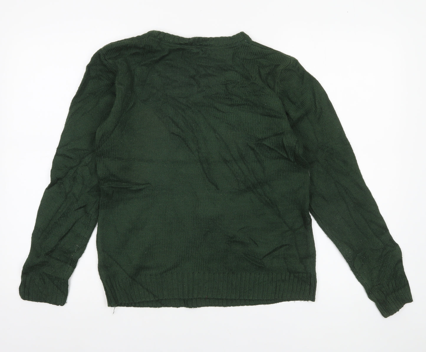 Rebel Boys Green Christmas Reindeer Pullover Jumper Size 158cm