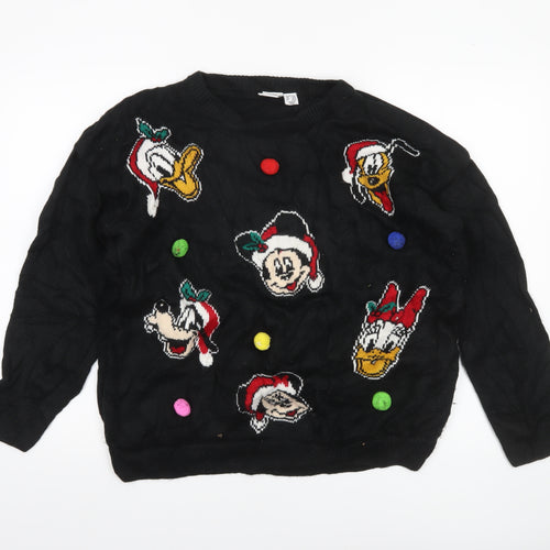 Disney Womens Black L Knit Christmas Character Pullover Jumper