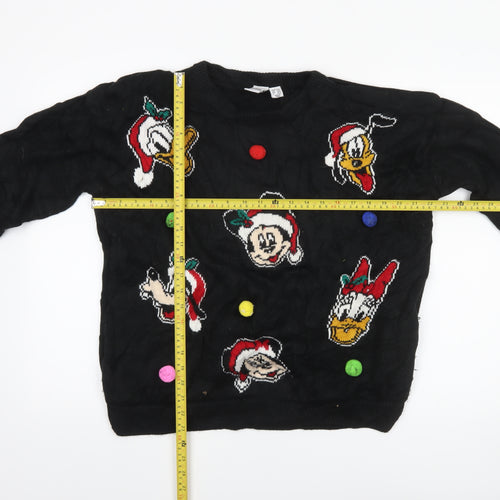 Disney Womens Black L Knit Christmas Character Pullover Jumper