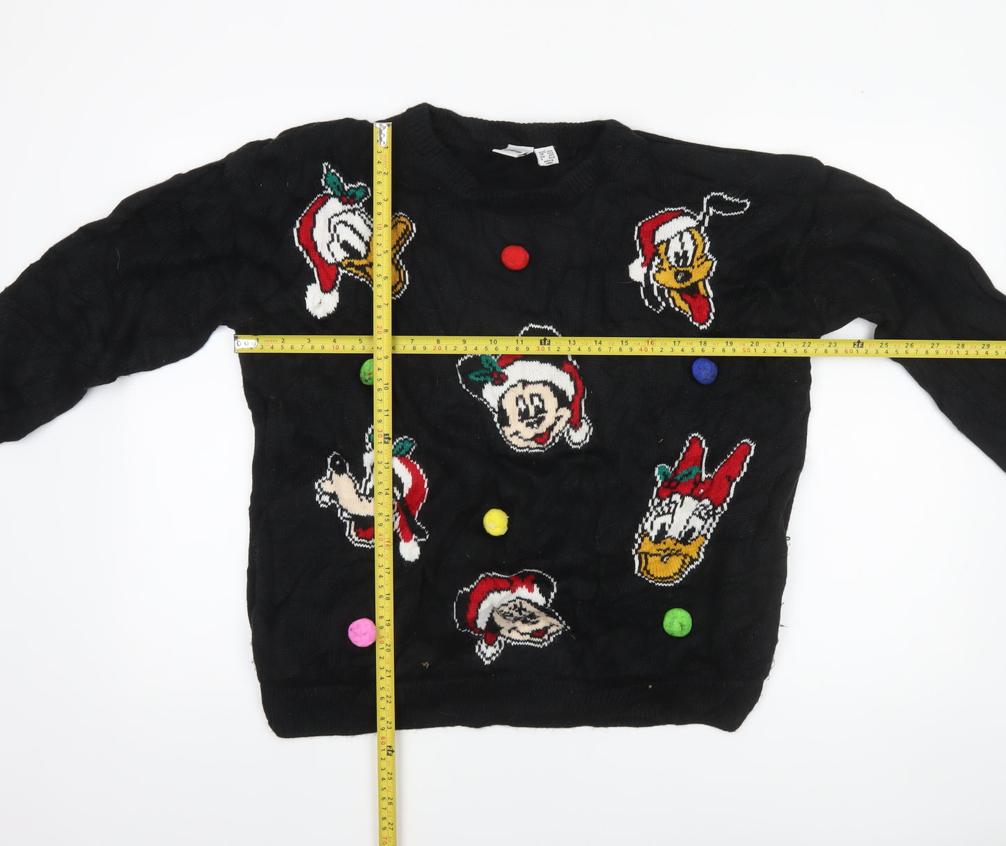 Disney Womens Black L Knit Christmas Character Pullover Jumper