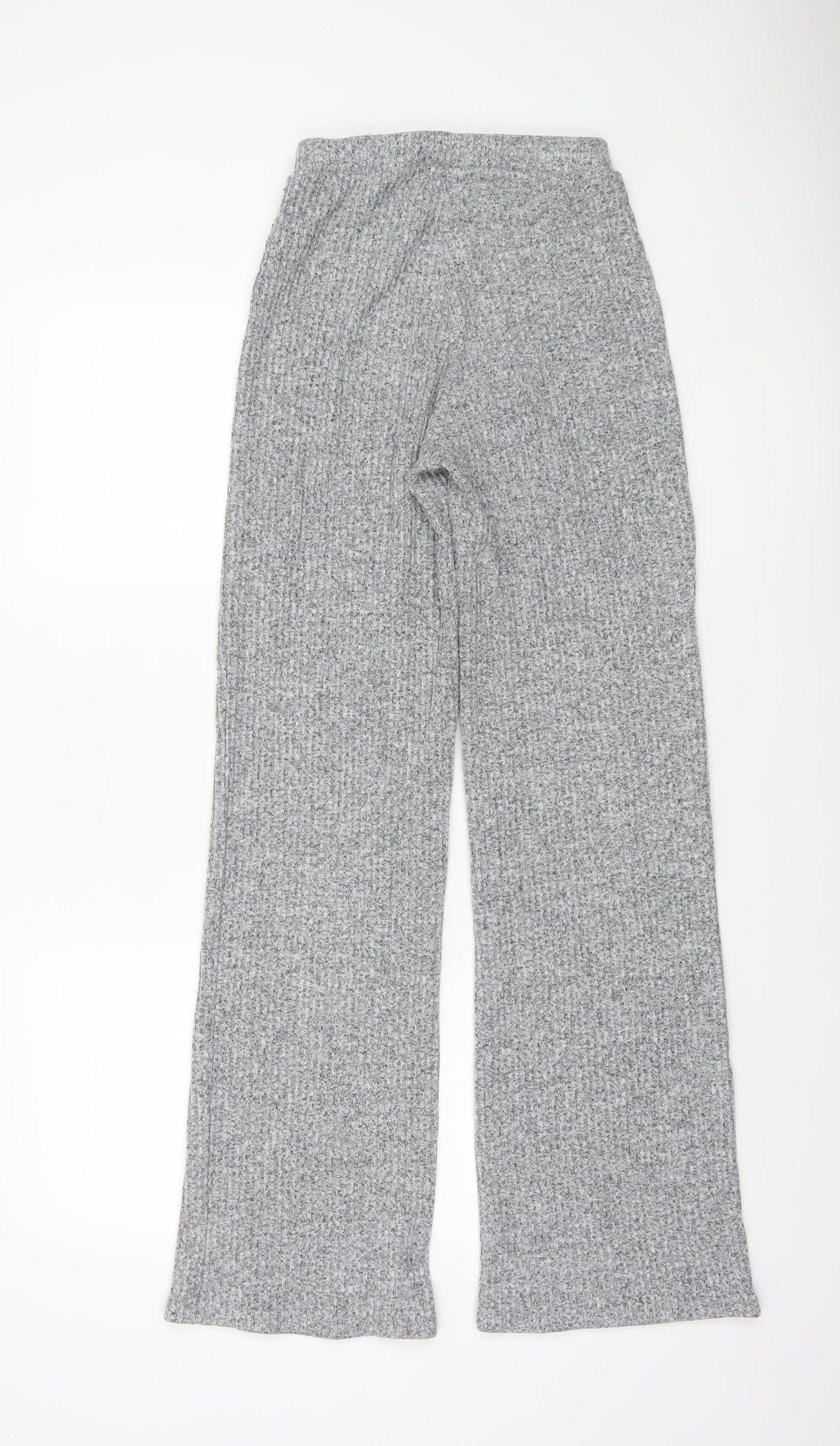 ZARA Women Grey Knit Wide-Leg Trousers Size S