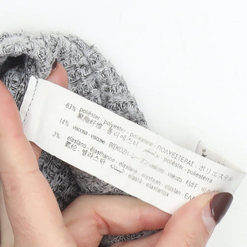 ZARA Women Grey Knit Wide-Leg Trousers Size S