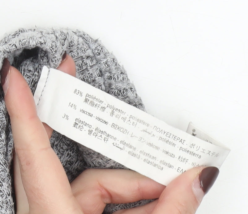 ZARA Women Grey Knit Wide-Leg Trousers Size S