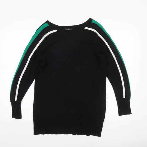 Wallis Women’s Black Small Boat Neck Long Sleeve Pullover Jumper