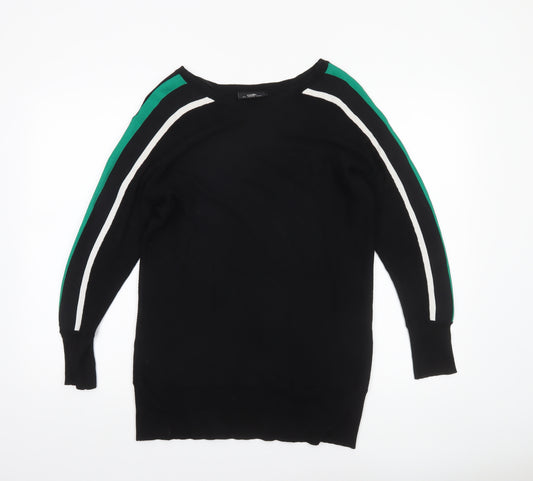 Wallis Women’s Black Small Boat Neck Long Sleeve Pullover Jumper