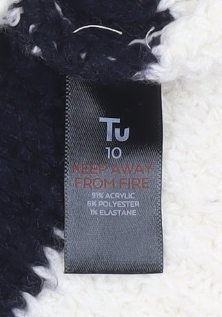 Tu Women’s Black White Striped Chunky Knit Jumper Size 10