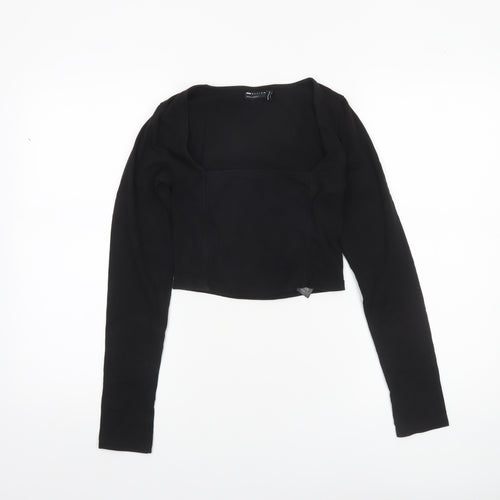 ASOS DESIGN Women’s Black Cropped Long Sleeve Blouse UK 8