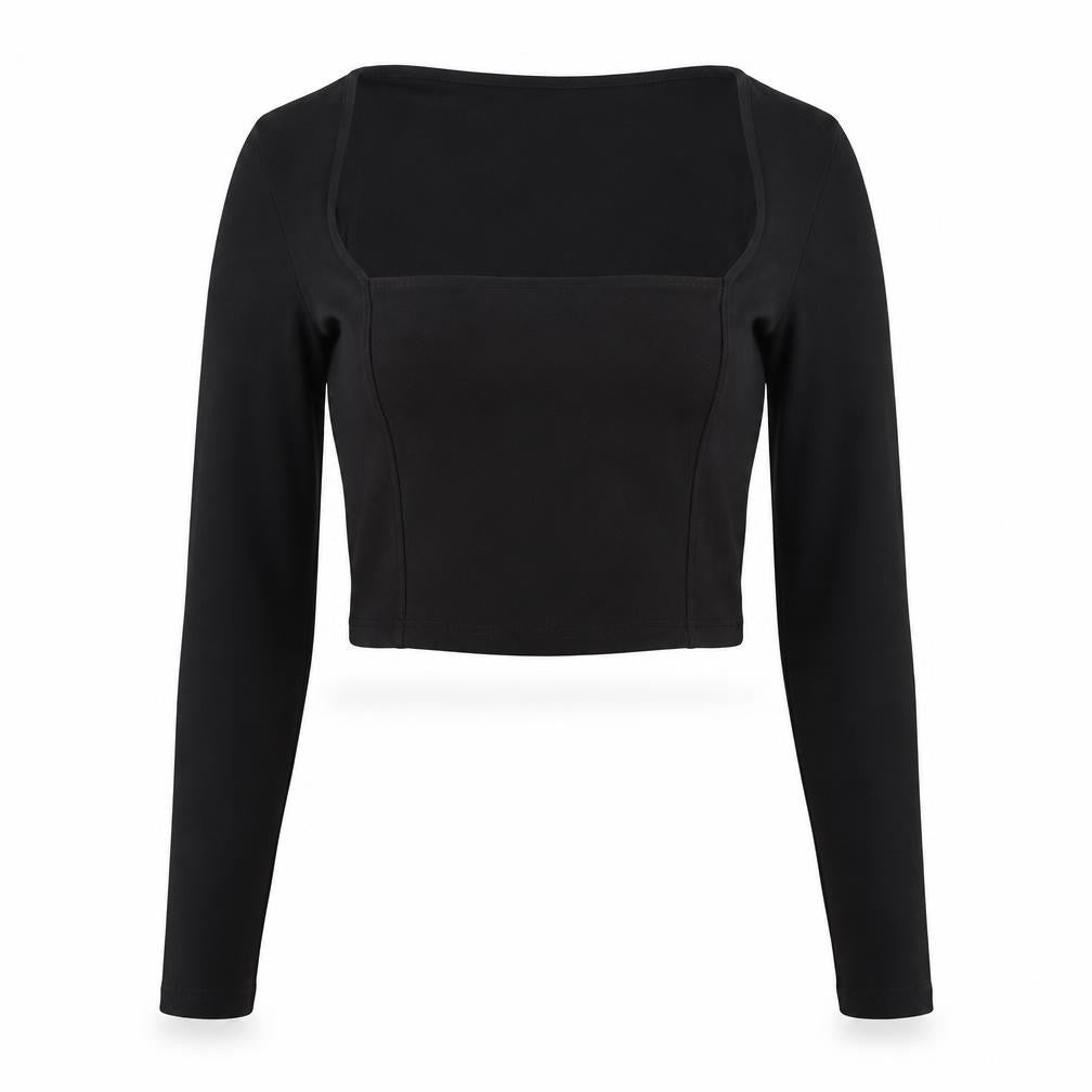 ASOS DESIGN Women’s Black Cropped Long Sleeve Blouse UK 8