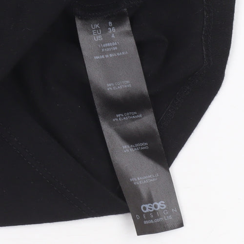 ASOS DESIGN Women’s Black Cropped Long Sleeve Blouse UK 8