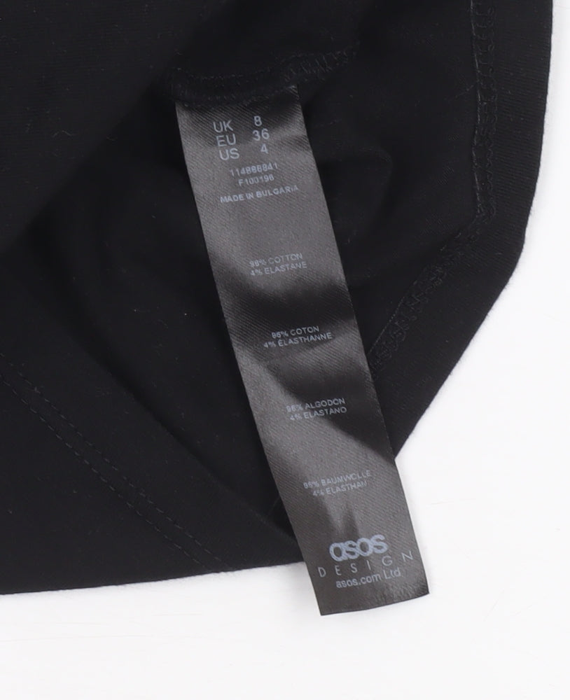 ASOS DESIGN Women’s Black Cropped Long Sleeve Blouse UK 8