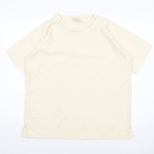 Classic Collection Women's Ivory Short Sleeve Basic T-Shirt S