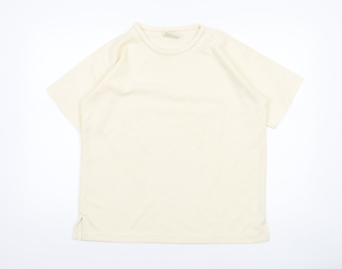 Classic Collection Women's Ivory Short Sleeve Basic T-Shirt S