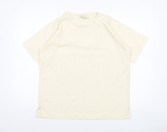 Classic Collection Women's Ivory Short Sleeve Basic T-Shirt S