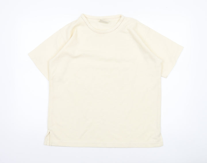 Classic Collection Women's Ivory Short Sleeve Basic T-Shirt S