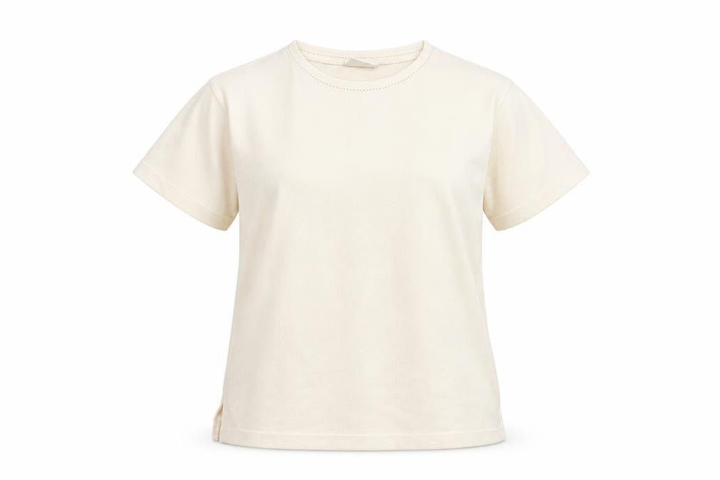 Front view of Classics Collection Women's Ivory Short Sleeve Basic T-Shirt S