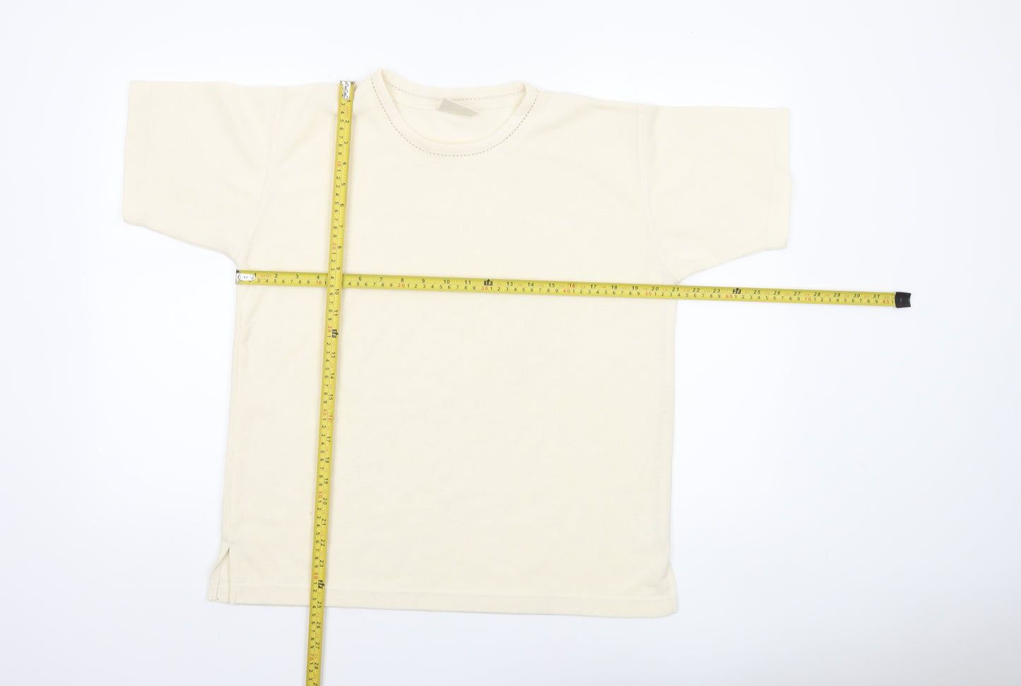 Classic Collection Women's Ivory Short Sleeve Basic T-Shirt S