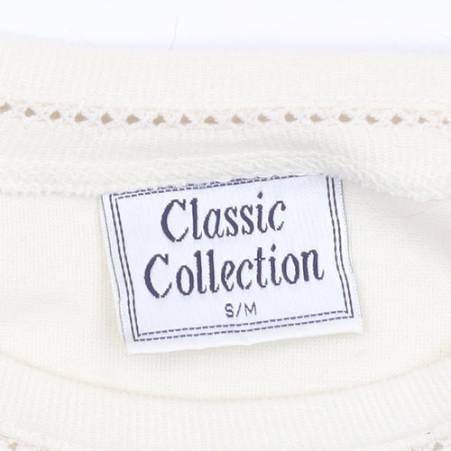 Classic Collection Women's Ivory Short Sleeve Basic T-Shirt S