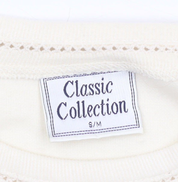 Classic Collection Women's Ivory Short Sleeve Basic T-Shirt S