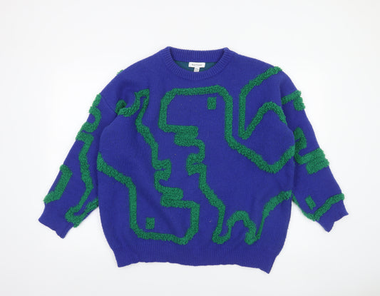 Wild Flower Women's Blue Green Textured Knit Pullover Jumper M/L